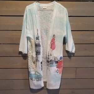 Stylish Women's Cardigan with City Print